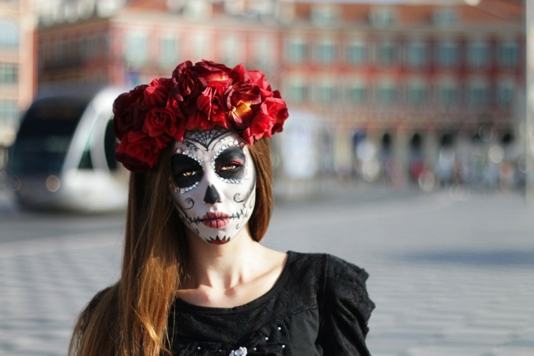 maquillage halloween femme tête de mort mexicaine