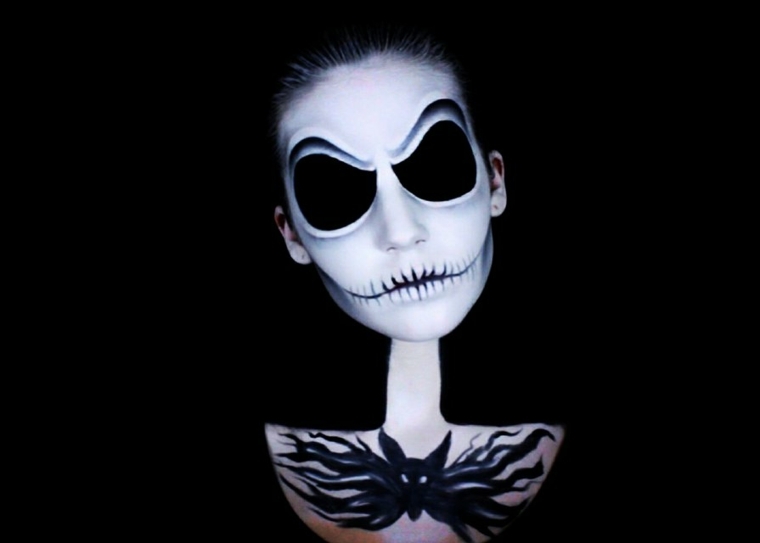 maquillage halloween spectre tête de mort effrayante