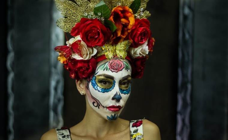 maquillage halloween thème couleur peuple autochtone mexicain