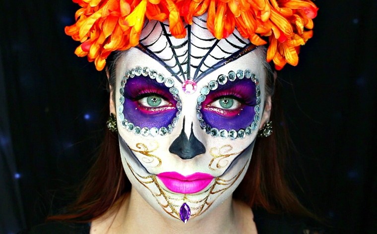 Maquillage Halloween thème couleur peuple indigène Brésil