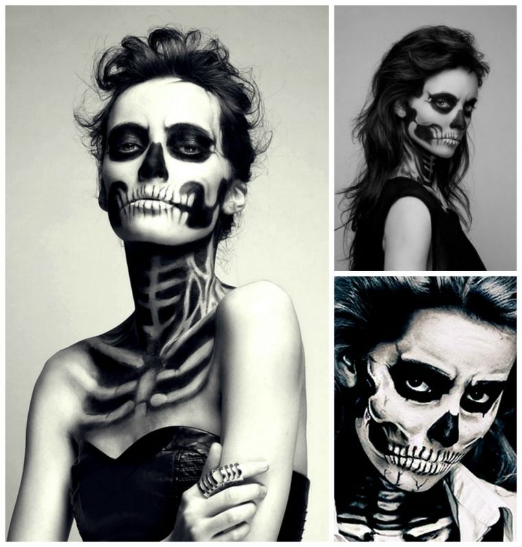 maquillage squelette noir blanc femmes modèles mode image pouvoir