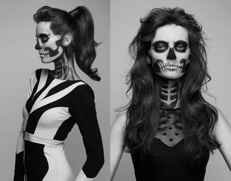 maquillage squelette noir blanc femmes modèles