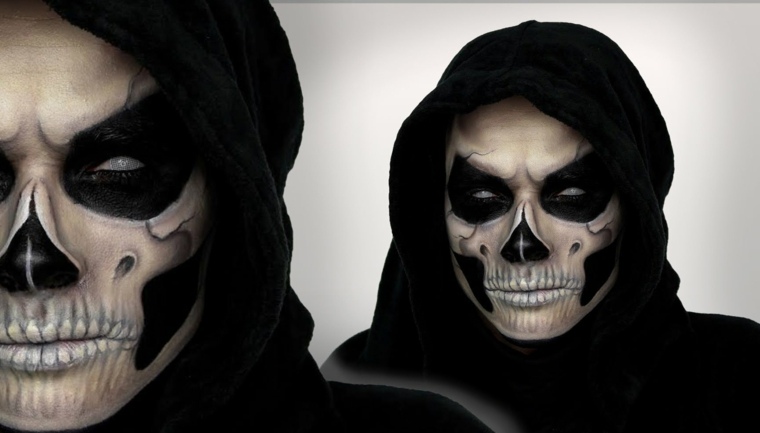 maquillage squelette noir blanc processus homme