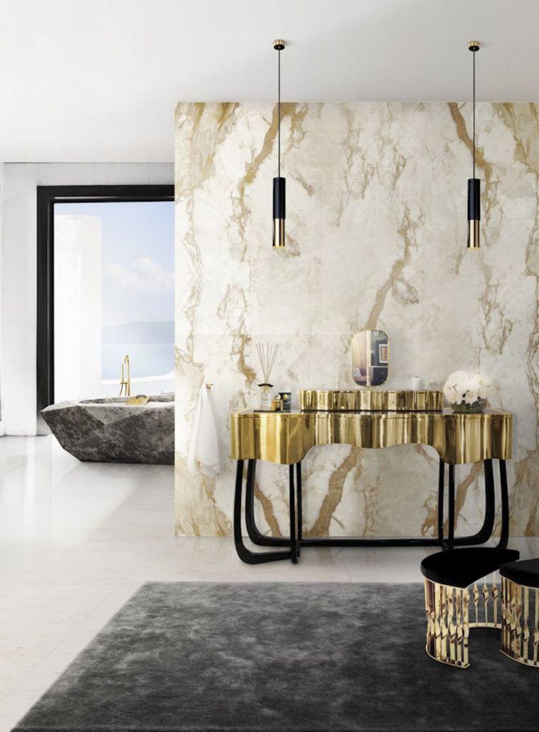 mobilier salle de bain marbre luxe deco