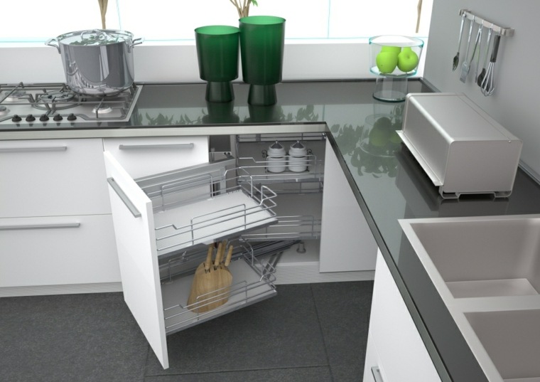 meuble angle fonctionnel tiroirs bas cuisine 
