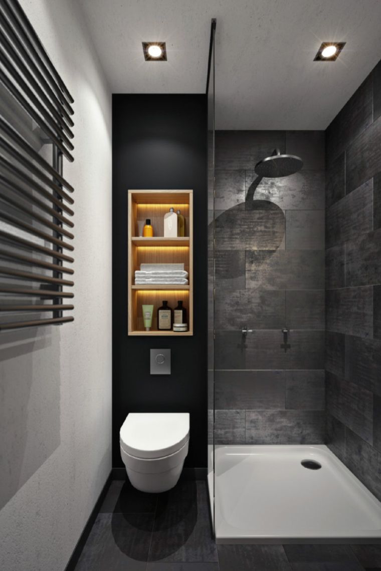 photo petite salle de bain moderne revtement gris