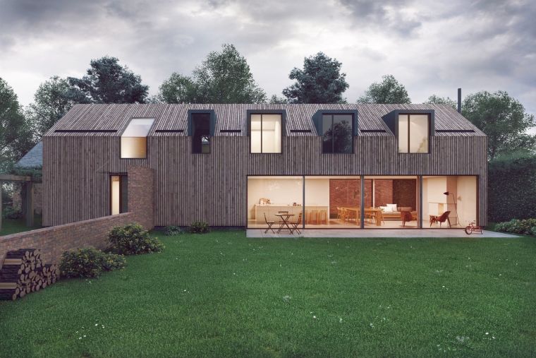 photo extension maison agrandissement bois contemporain