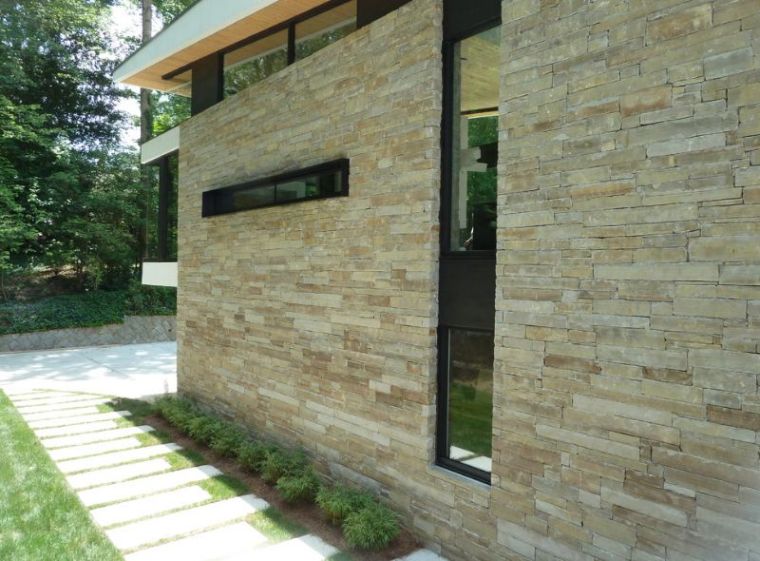 pierre de parement extérieur beige architecture maison moderne photo