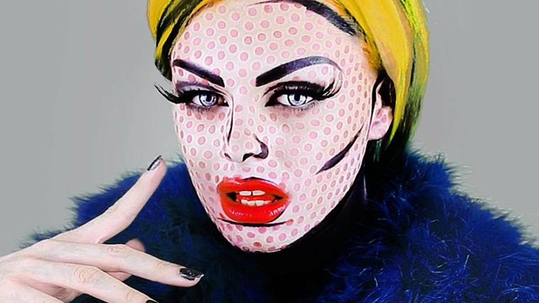 pop art maquillage halloween portrait femme effet bande dessinée