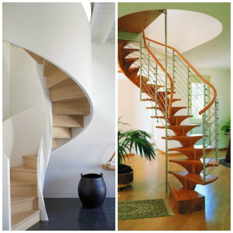 rampe escalier colimaçon design bois