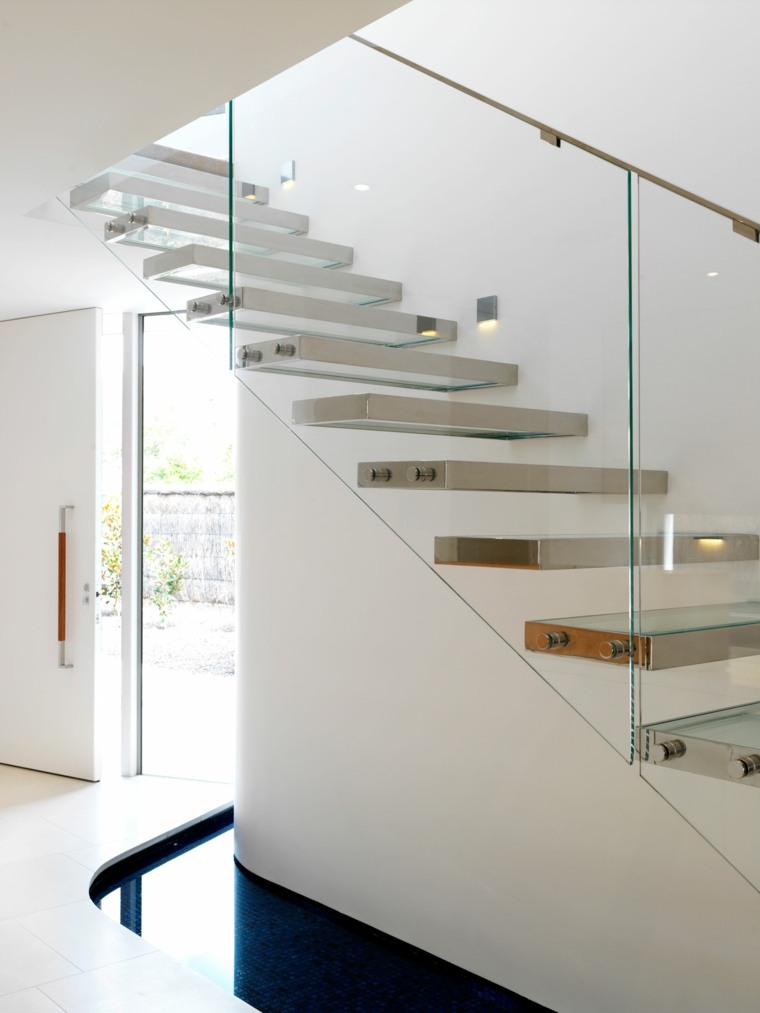 rampe escalier contemporain avec rambarde transparente