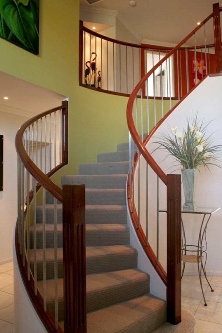 rampe escalier design intérieur rambarde rouge
