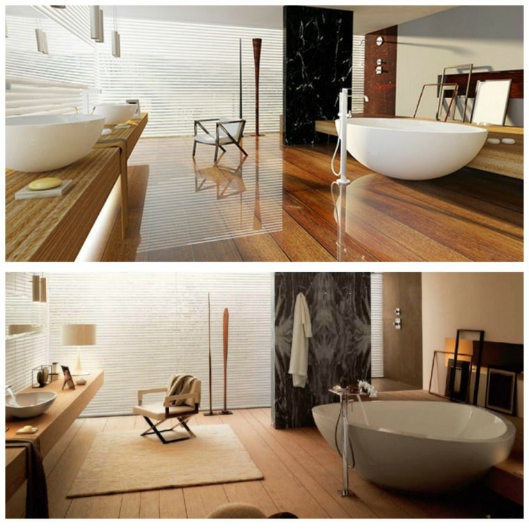 salle de bain blanc et bois design