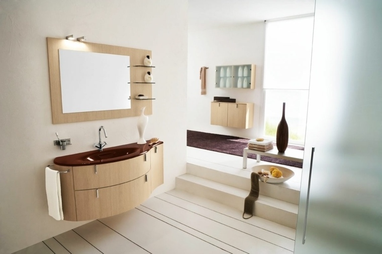 salle de bain blanche et bois design