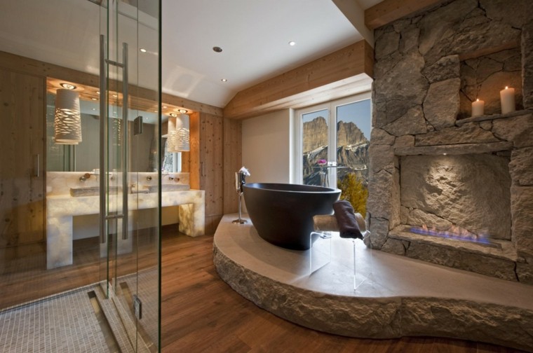 salle de bain bois et blanc design