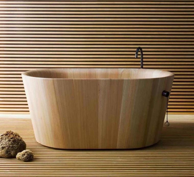 salle de bain deco zen meuble bois baignoires modernes