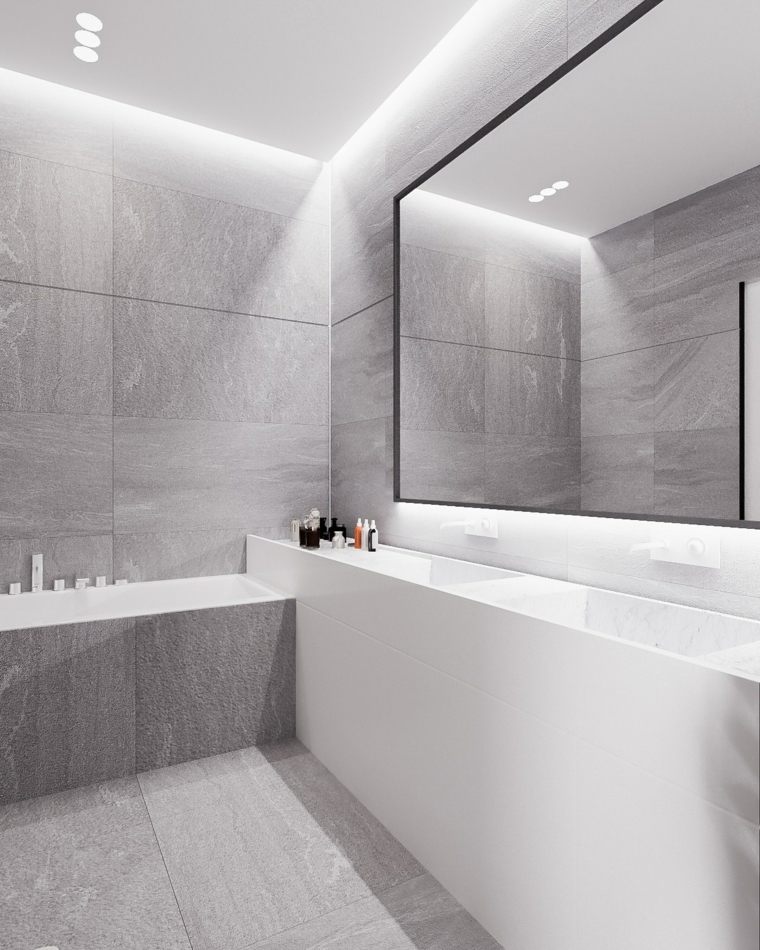 amenagement salle de bain minimaliste couleur carrelage 