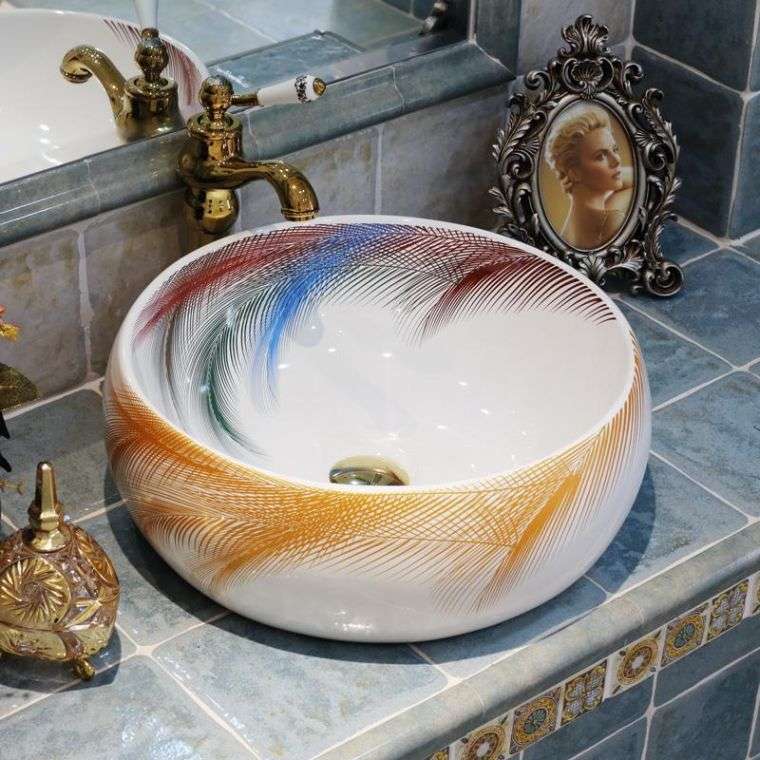 peinture vasque design campagne chic lavabo rond 
