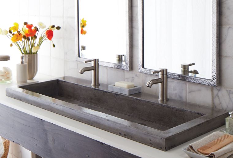 vasque design rustique evier beton salle de bain moderne 