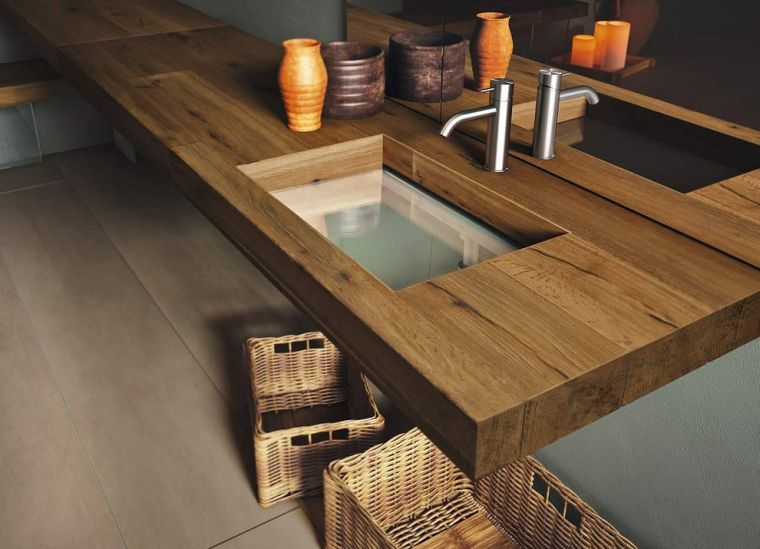 vasque design rectangulaire salle de bains decoration bois 