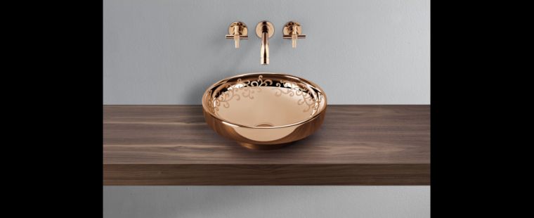 vasque cuivre salle de bain design rustique lavabo rond