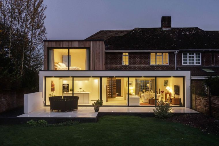 agrandissement baie vitree plan maison design moderne
