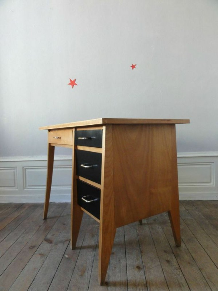 bureau bois idée style rustique tiroirs aménager espace