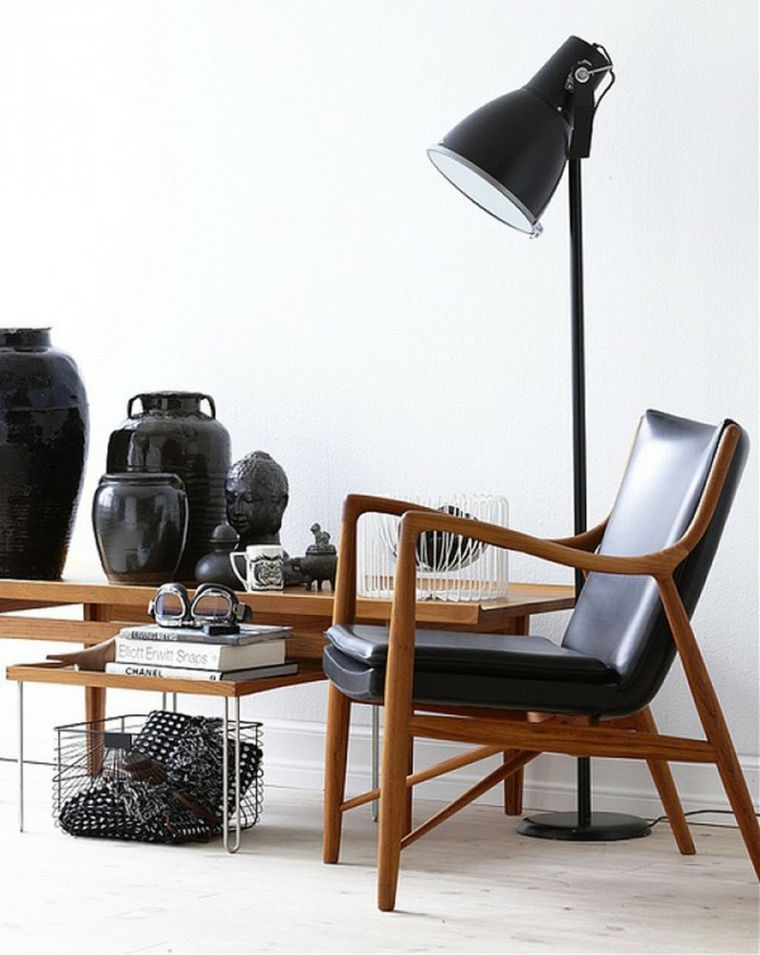 fauteuil cuir bois deco style nordique salon design