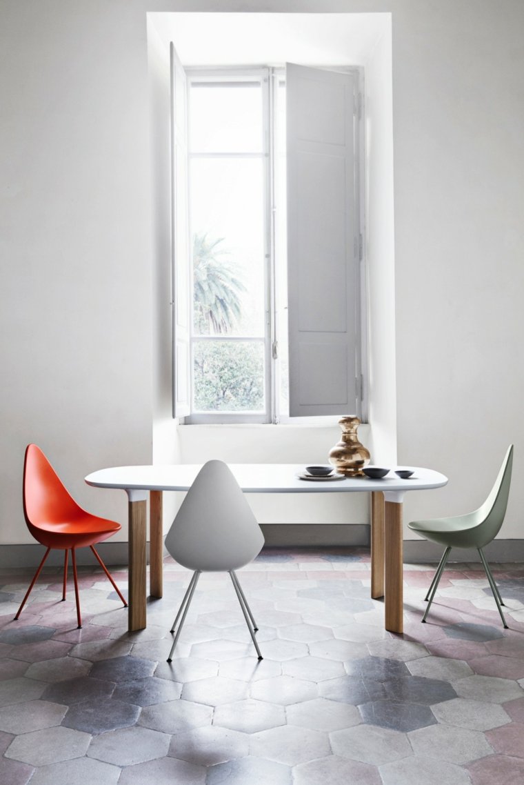 chaise scandinave rouge design interieur salle à manger