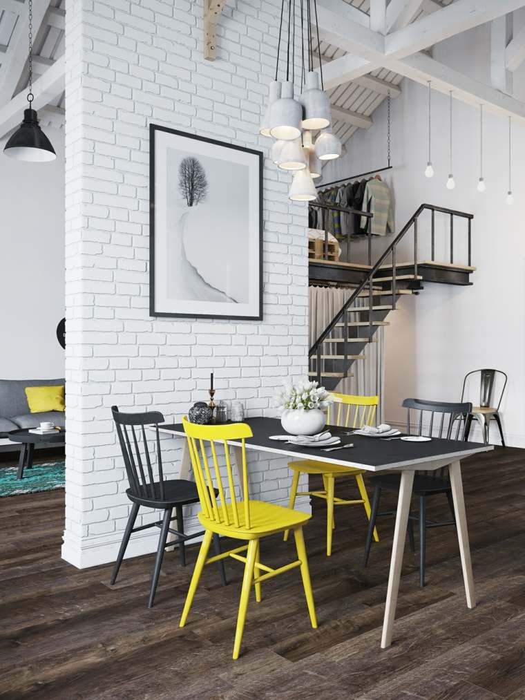 chaise scandinave jaune meuble table a manger design nordique interieur