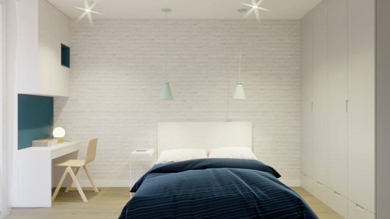 deco de chambre mur brique blanche decoration style minimaliste 