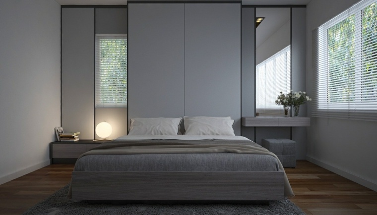 chambre design moderne couleur grise decoration ambiance japonaise