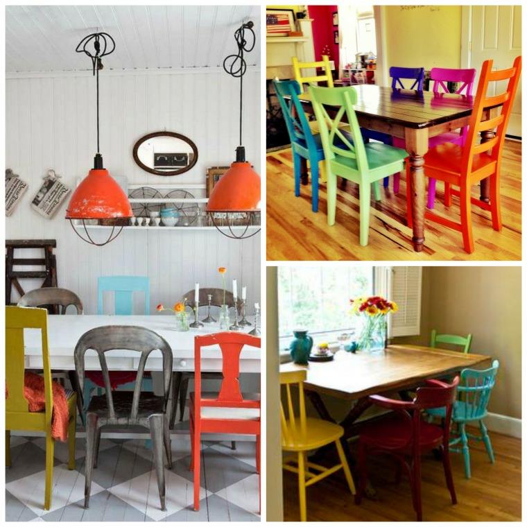 couleur pour cuisine chaises multicolores