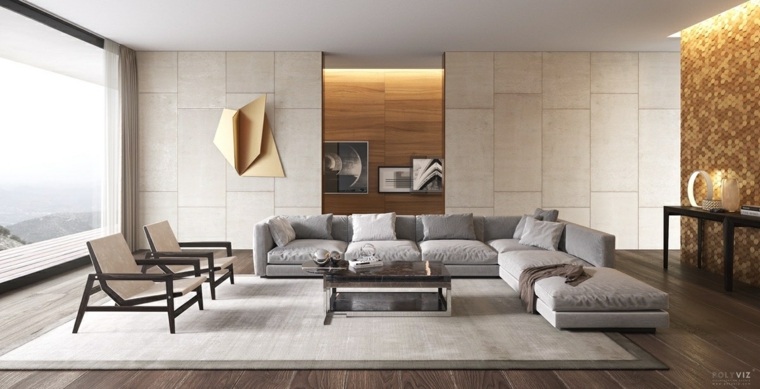 couleur taupe intérieur moderne design fauteuil décorer mur parquet bois