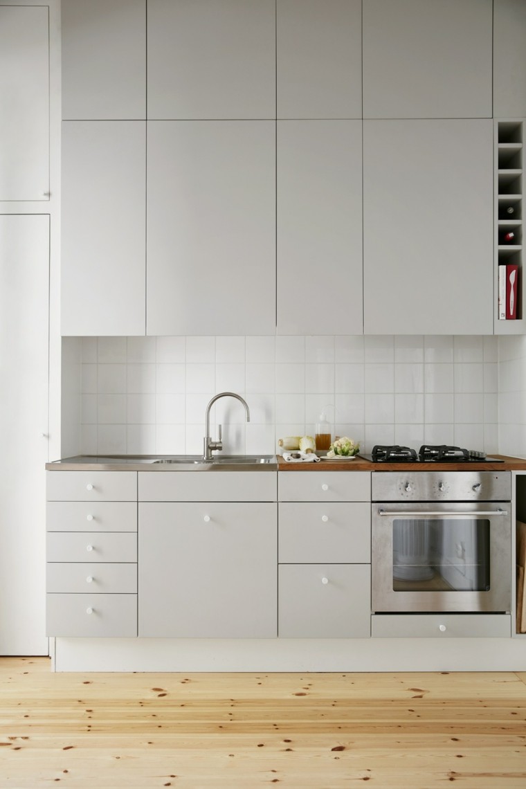 gris cuisine mobilier gris clair parquet bois revêtement design intérieur