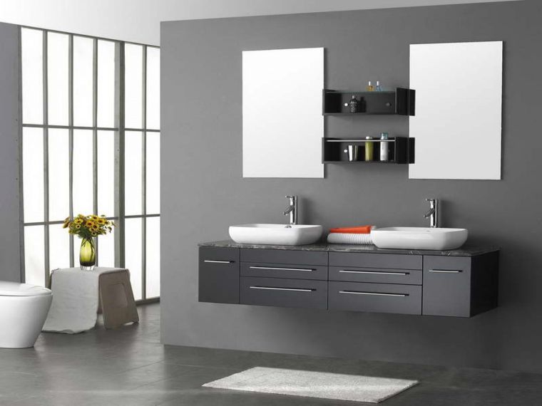 decoration salle de bain grise et blanche deco moderne