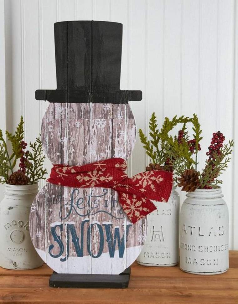 idée noël décorer maison bonhomme de neige diy plantes décorer espace vases
