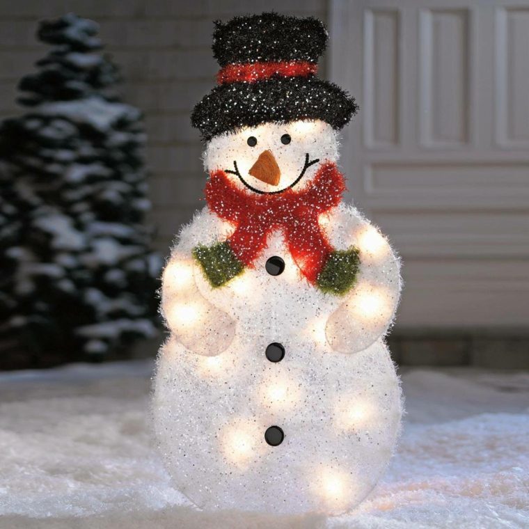 décoration de noël fait main bonhomme de neige boules ampoules intérieur