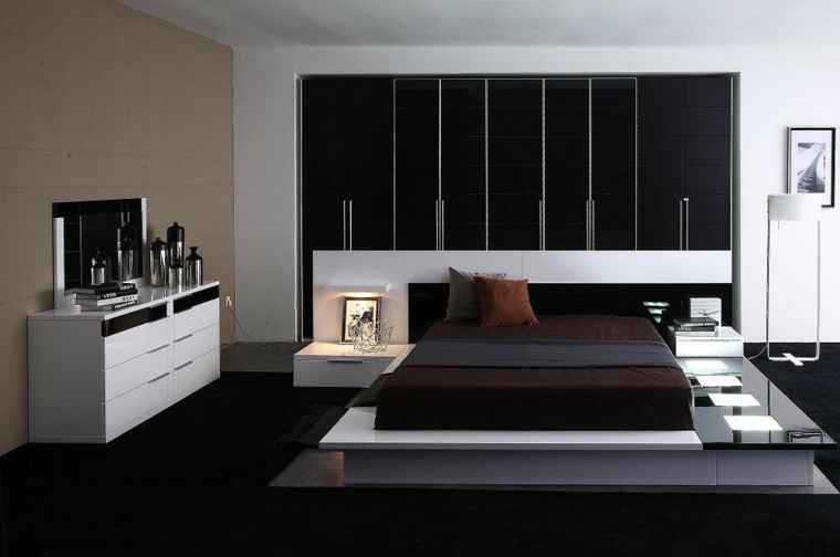 design intérieur moderne lit chambre décorer espace meuble bois