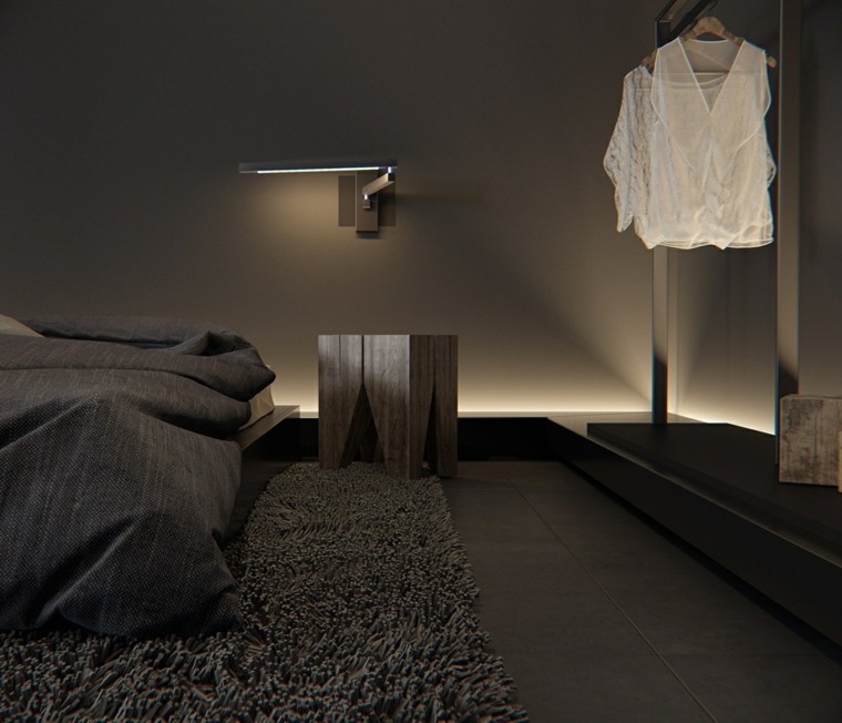 chambres à coucher intérieur gris chambre tapis luminaire dressing rangement