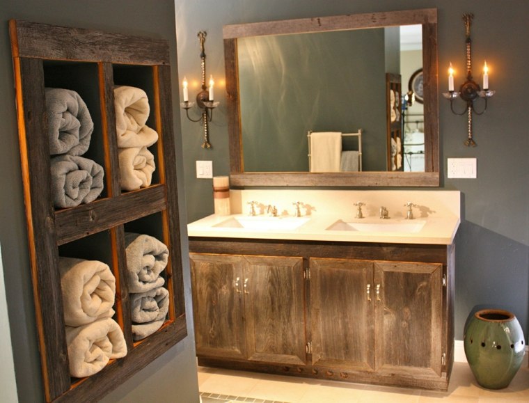 salle de bains rangement idée étagère palette bois meuble