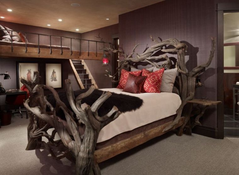 lit bois flotte deco nature chambre tete de lit originale