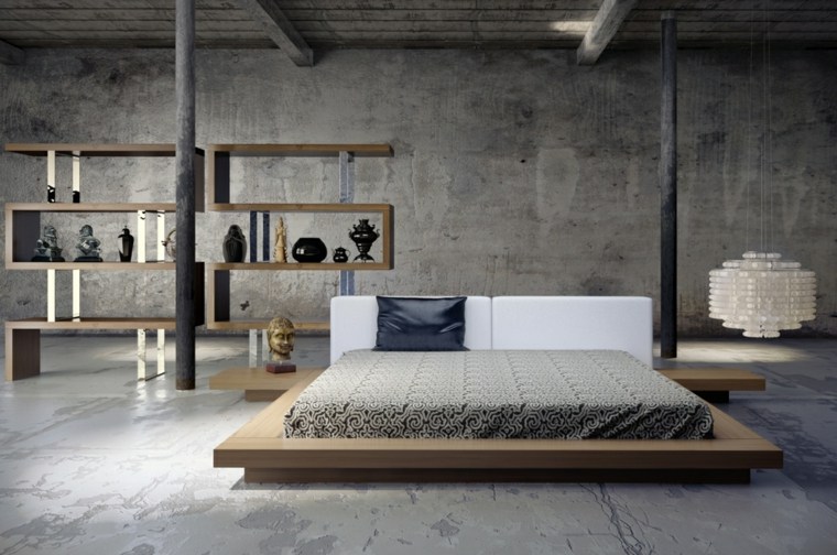 lits estrade moderne mobilier design chambre parentale deco bois