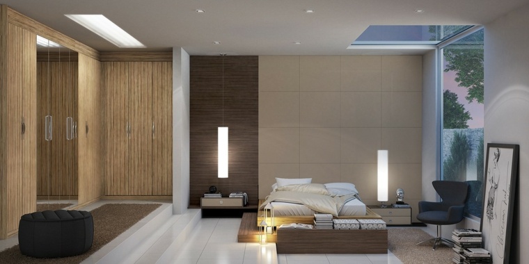 lit moderne bois meuble chambre decoration
