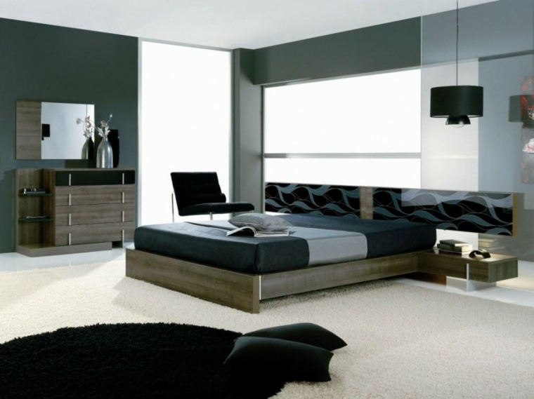 design chambre à coucher moderne cadre bois lit meuble bois design 