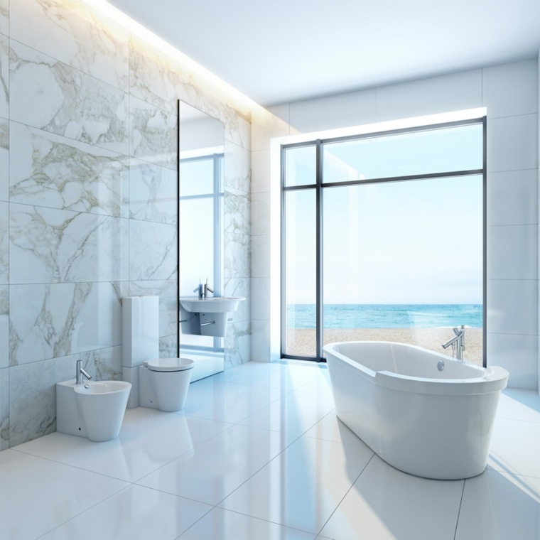 design marbre baignoire idée toilettes carrelage