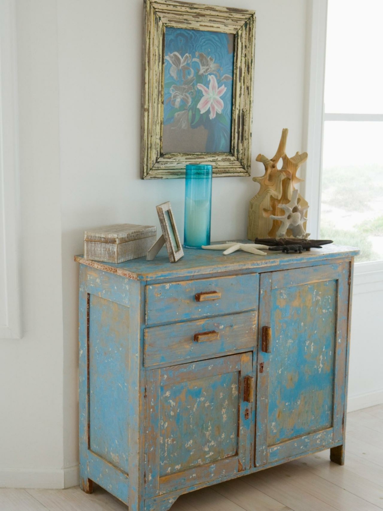 relooker un meuble en bois idée tiroirs cadre mur déco tableau déco objets vintage