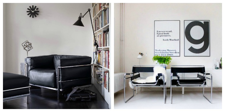 meuble salon design nordique fauteuil cuir noir