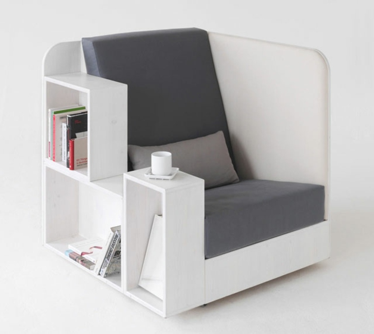 meuble gain de place fauteuil bibliothèque