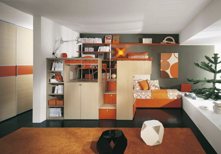 meubles gain de place chambre armoire lit escalier tiroires étagères